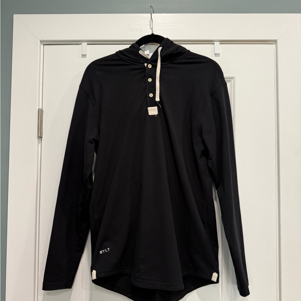 BYLT Black Dropcut Hoodie with Cream Accents